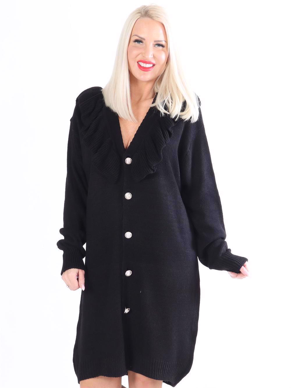 Emira - Stickad kofta med guldknappar